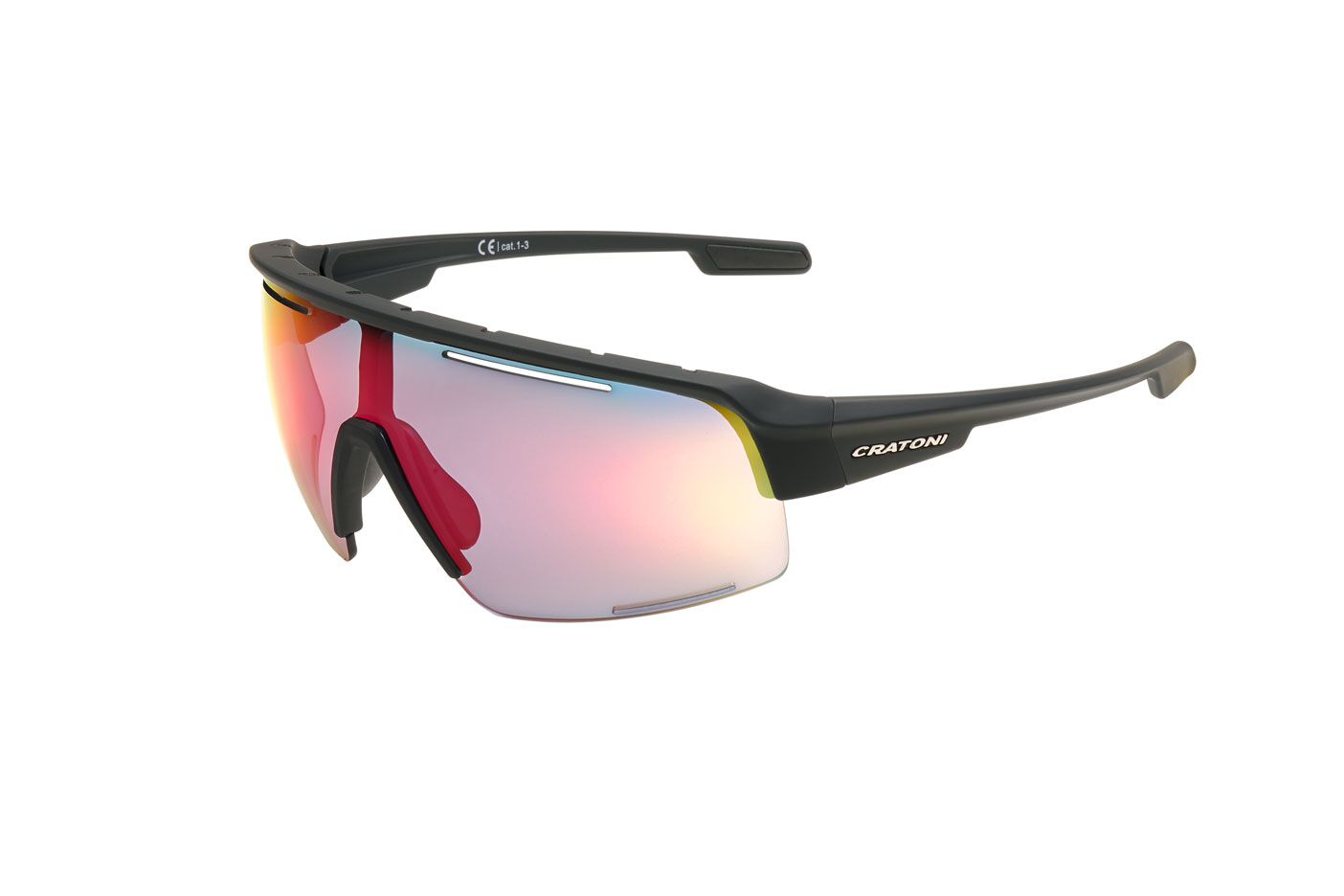 Cratoni C-Matic NXT MIRROR Photochromic black rubber clear w/ red mirror